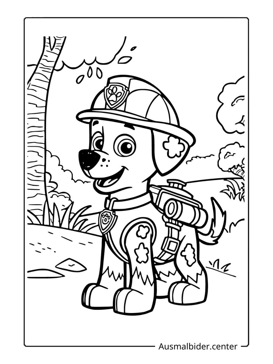 Paw Patrol ausmalbilder Marshall im Wald