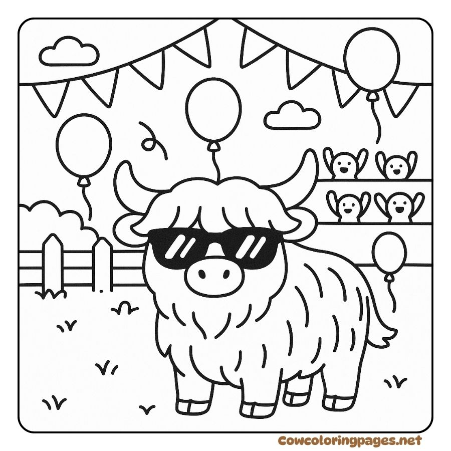 Baby Cow Coloring Pages Joining a Fun Festival