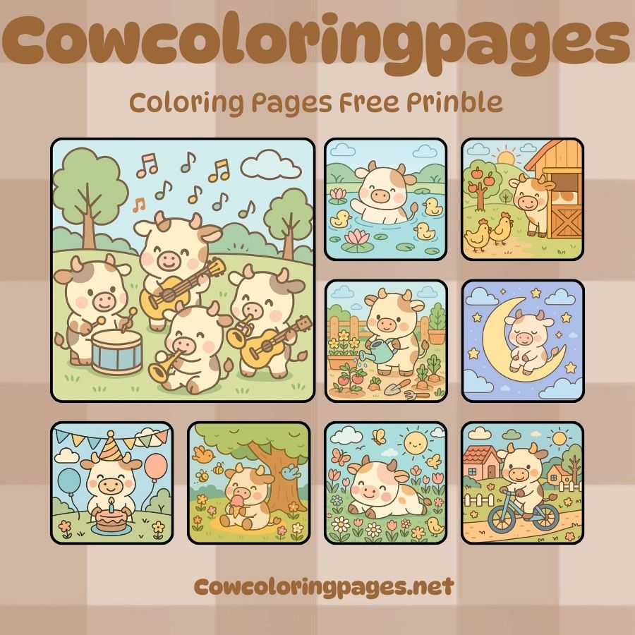 Creative cow coloring pages for fun and happy scenes
