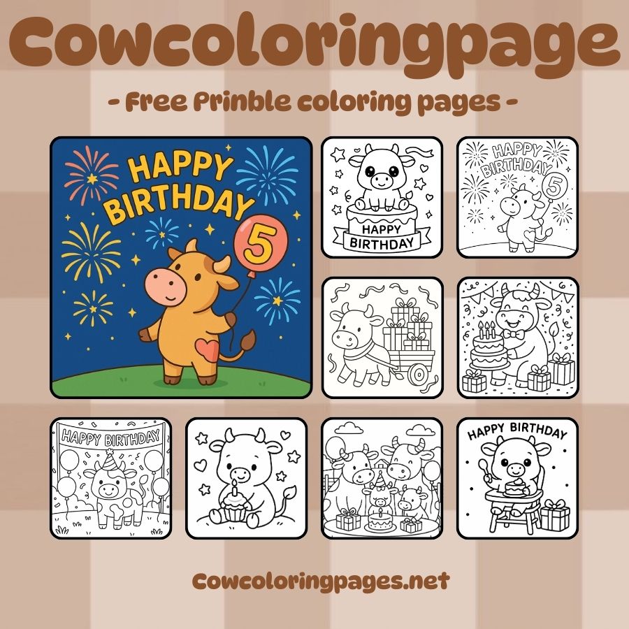 Birthday Party Scene with Cute Little Cows