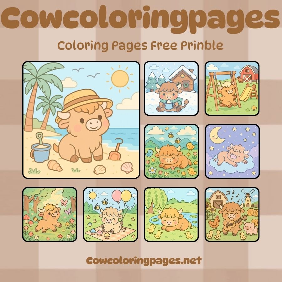 Coloring pages sweet cow scenes from seaside fun to calm nature