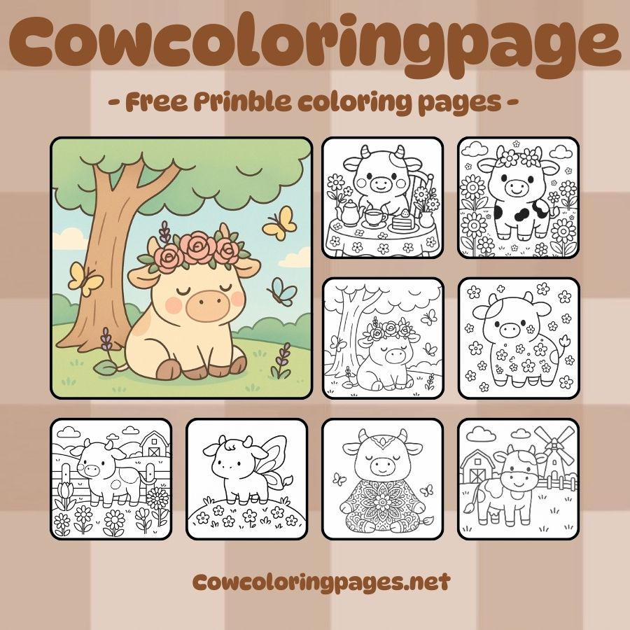 Cute Cows with Flowers Enjoying the Warm Spring
