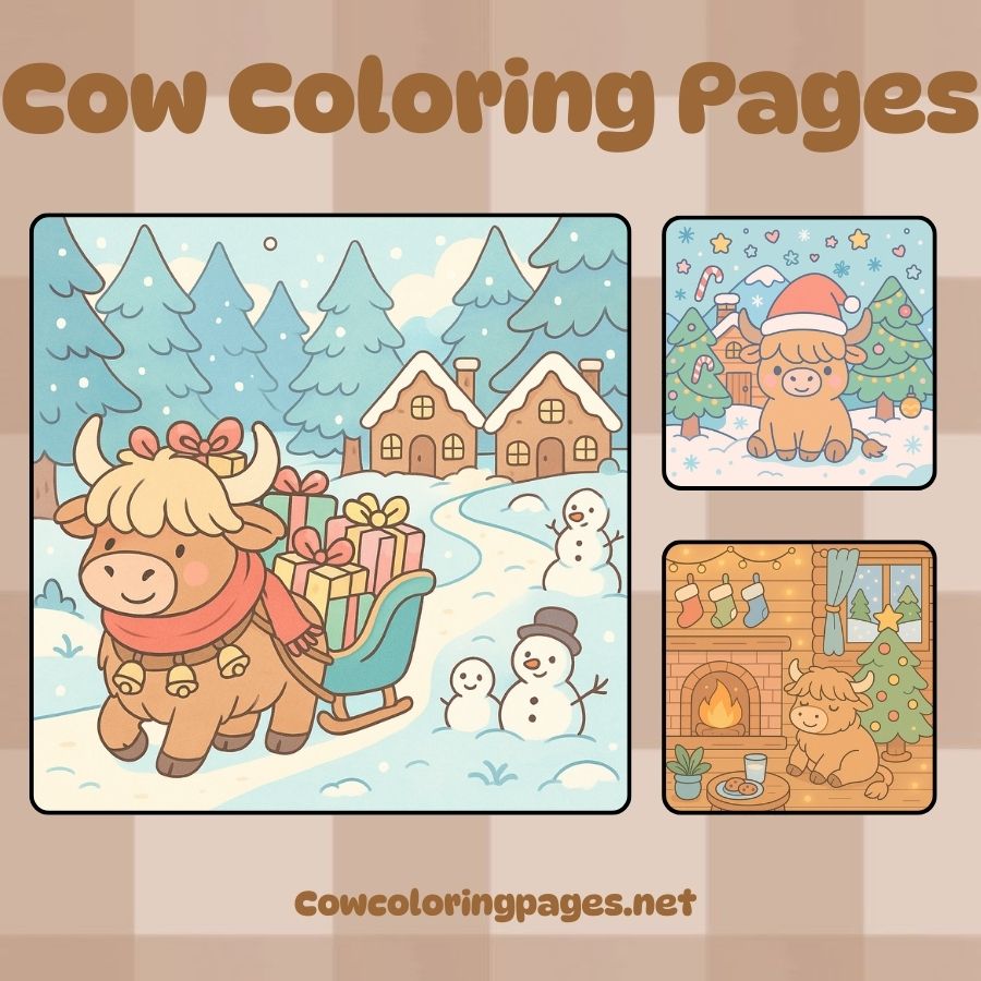 Coloring cute cow coloring page inspiration for winter fun